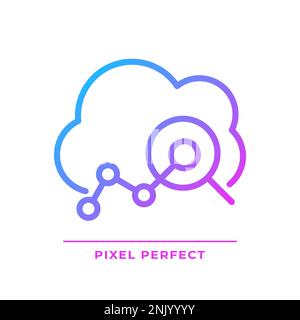 Cloud analytics pixel perfect gradient linear vector icon Stock Vector