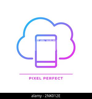 Mobile cloud computing pixel perfect gradient linear vector icon Stock Vector