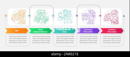 Economic indicators rectangle infographic template Stock Vector
