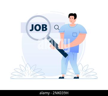 Search job, employment. Magnifying glass. We are hiring. Stock Vector