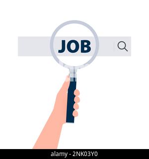 Search job, employment. Magnifying glass. We are hiring. Stock Vector