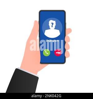 Unknown caller. Scam phone call. Vector illustration. Stock Vector
