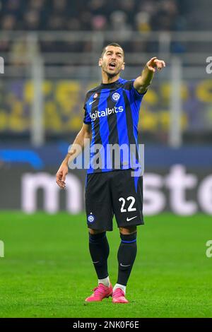 Milan, Italy - 22/02/2023, Henrikh Mkhitaryan (FC Inter) during the UEFA  Champions League, Round of 16, 1st leg football match between FC  Internazionale and FC Porto on February 22, 2023 at Giuseppe