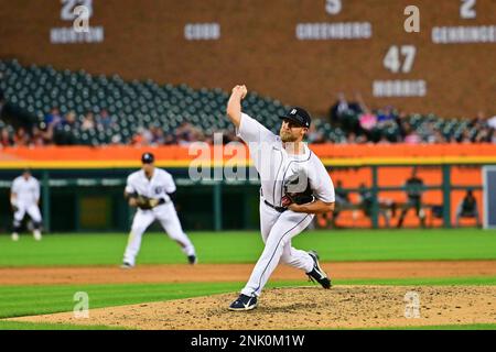 Detroit MI, USA. 12th Apr, 2022. Detroit pitcher Will Vest (19) throws a  pitch during the game with Boston Red Sox and Detroit Tigers held at  Comercia Park in Detroit Mi. David