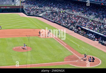 ATLANTA, GA - JUNE 17: Atlanta Braves Pitcher A.J. Minter (33) during the Father's  Day MLB game between the Atlanta Braves and the San Diego Padres on June  17, 2018, at SunTrust