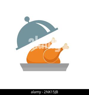 Fried chicken leg cartoon character. Roast chicken leg mascot. Vector illustration of a fried chicken icon. Whole roast chicken. Leg poultry vector em Stock Vector