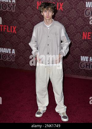 Hollywood, United States. 22nd Feb, 2023. HOLLYWOOD, LOS ANGELES, CALIFORNIA, USA - FEBRUARY 22: Reif Harrison arrives at the Los Angeles Premiere Of Netflix's 'We Have A Ghost' held at the Netflix Tudum Theater on February 22, 2023 in Hollywood, Los Angeles, California, United States. ( Credit: Image Press Agency/Alamy Live News Stock Photo