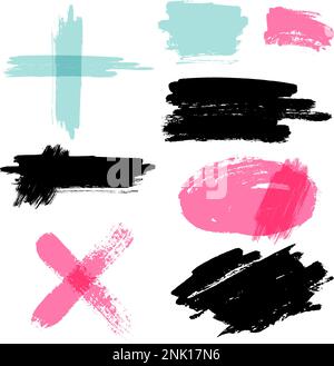 Set of paint, ink brush strokes, brushes, lines. Dirty artistic design elements, boxes, frames for text Stock Vector