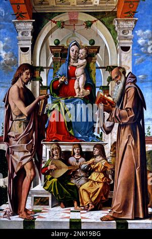Madonna and Child Enthroned with Angels by Bartolomeo Bulgarini alias ...