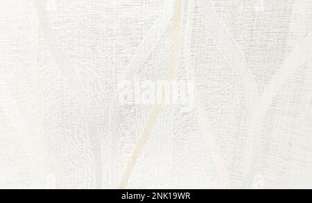 White linen tulle flax curtain texture with abstract fabric pattern background Stock Photo