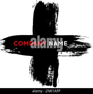 Hand drawn cross. Grunge cross. Cross made with brush stroke on isolated background Stock Vector