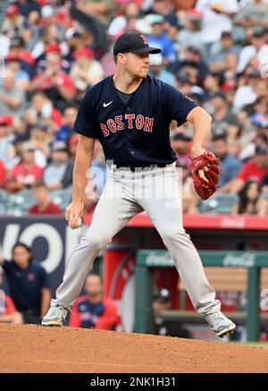 ANAHEIM, CA - JUNE 09: Boston Red Sox pitcher Nick Pivetta (37) pitching in  the first inning of an MLB baseball game against the Los Angeles Angels  played on June 9, 2022