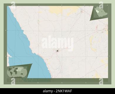 Al Madinah al Munawwarah, region of Saudi Arabia. Open Street Map. Corner auxiliary location maps Stock Photo