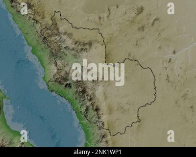 Al Madinah al Munawwarah, region of Saudi Arabia. Elevation map colored in wiki style with lakes and rivers Stock Photo