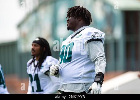 PHILADELPHIA, PA - DECEMBER 04: Philadelphia Eagles defensive tackle Jordan  Davis (90) during the National Football League game between the Tennessee  Titans and Philadelphia Eagles on December 4, 2022 at Lincoln Financial