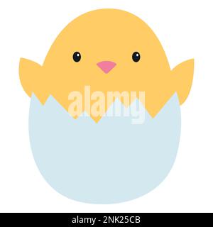 Chicken in an eggshell. Vector illustration isolated on white background. Stock Vector