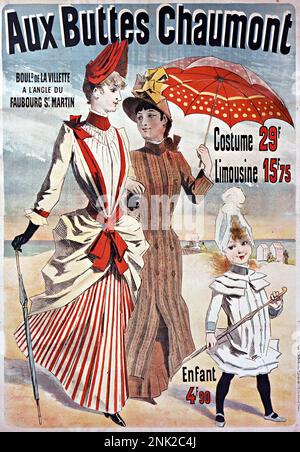 Victorian Advertising Illustration poster for Men and Women's clothing, Circa 1899 Stock Photo