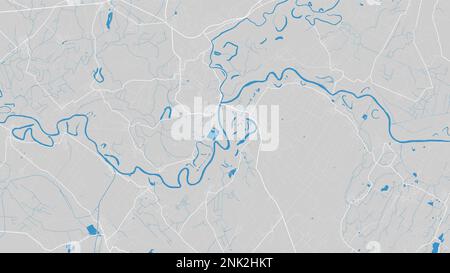 Tisza river map. Watercourse, water flow, blue on grey background road map. Vector illustration, detailed silhouette. Stock Vector