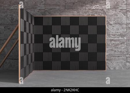 3D rendering of soundproof foam surface of music studio. Special ...