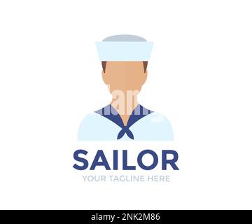 Hard-working professional sailor man logo design. Person Profile, Avatar Symbol, Male people icon. Seaman. Male professional sailor man. Stock Vector