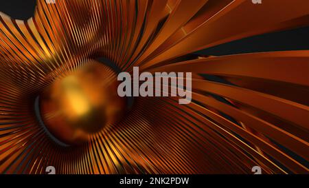 Gold and black organic metal sphere and plate line abstract, dramatic, modern and modern high -quality graphic design element material High quality 3d Stock Photo