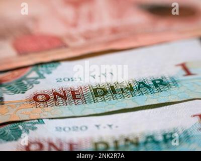 Macro detail picture with one Jordanian dinar banknote. JOD is the official currency in The Hashemite Kingdom of Jordan Stock Photo