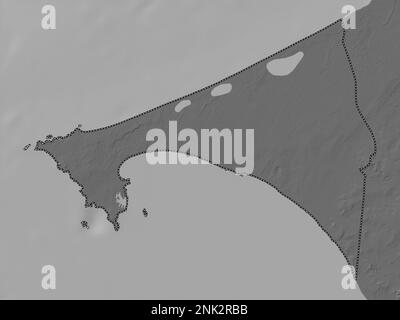 Dakar, region of Senegal. Bilevel elevation map with lakes and rivers Stock Photo