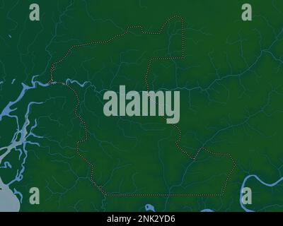 Kaolack, region of Senegal. Colored elevation map with lakes and rivers Stock Photo