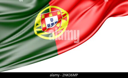 Portugal Flag Isolated on White Background, 3d Illustration Stock Photo
