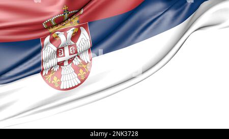 Serbia Flag Isolated on White Background, 3d Illustration Stock Photo
