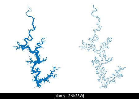 Lake Norfork Reservoir (United States of America, North America, us, usa, Arkansas and Missouri) map vector illustration, scribble sketch Norfork Dam Stock Vector