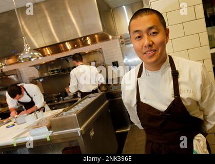 Benu chef/owner Corey Lee in the kitchen of his new restaurant