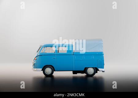 camping car in petrol station miniature Stock Photo