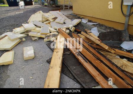 Waste from old insulation material is ready for disposal Stock Photo