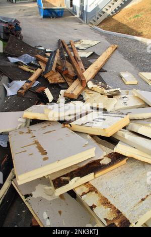 Waste from old insulation material is ready for disposal Stock Photo