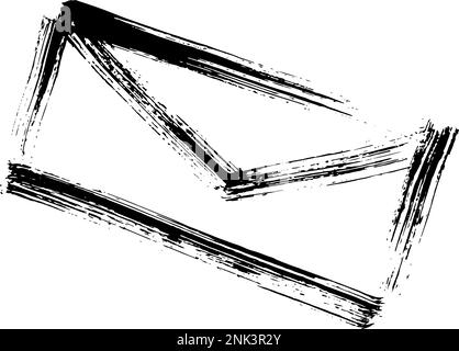 Dry Brush Grunge Hand Drawn Email Icon Stock Vector