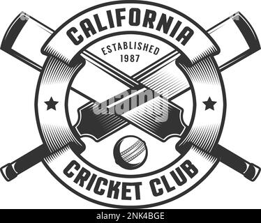 Cricket club vintage badge with bats and ball Stock Vector