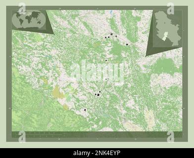 Raski, district of Serbia. Open Street Map. Locations and names of ...