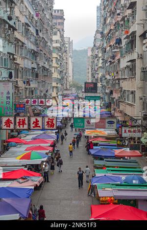 Hong Kong, China - April 25, 2017: Street Market Fa Yuen at Mong Kok Kowloon Spring Day. Stock Photo