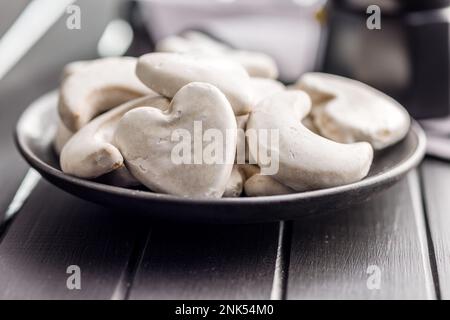 Gingerbread cookies with the sugar icing on the plate. Stock Photo