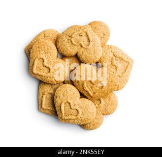 Sweet gingerbread hearts isolated on the white background. Stock Photo