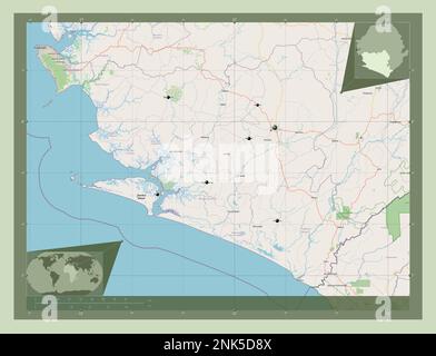 Map of Sierra Leone with Major Cities and Neighboring Countries Stock ...