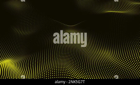 Abstract Trapcode Form digital particle wave. Animation cyber or ...