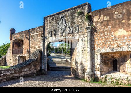 Entrance gate, Fuerte el Invencible, Santo Domingo, Dominican Republic (Republica Dominicana), Greater Antilles, Caribbean Stock Photo