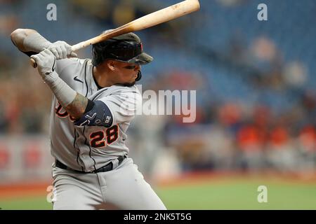St. Petersburg, FL. USA; Tampa Bay Rays third baseman Isaac Paredes (17)  fields a ball hit to the infield and throws to first for the out during a  ma Stock Photo - Alamy