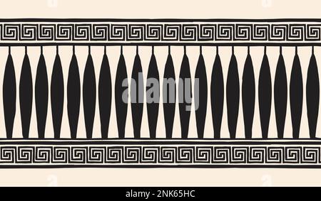 Seamless Ancient Greek national ornament isolated on beige background. Stock Vector