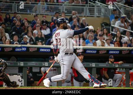 MINNEAPOLIS, MN - MAY 14: Minnesota Twins third baseman Gio Urshela (15)  looks on during the MLB game between the Cleveland Guardians and Minnesota  Twins on May 14th, 2022, at Target Field