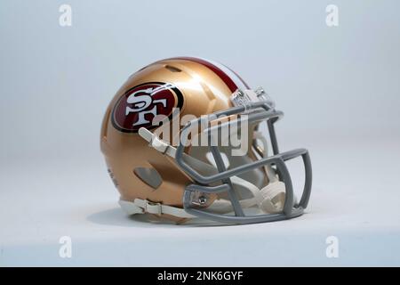 Las Vegas Raiders and San Francisco 49ers helmets on Wednesday, Feb. 22,  2023. (Kirby Lee via AP Stock Photo - Alamy