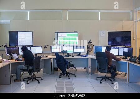 ALMA observatory, array control center, where data from the antennas are archived, in technical building of Operations Support Facility (OSF),  Atacam Stock Photo