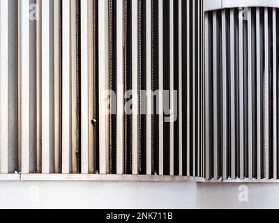 outdoor street ventilation grates of skyscrapers in Moscow city district Stock Photo